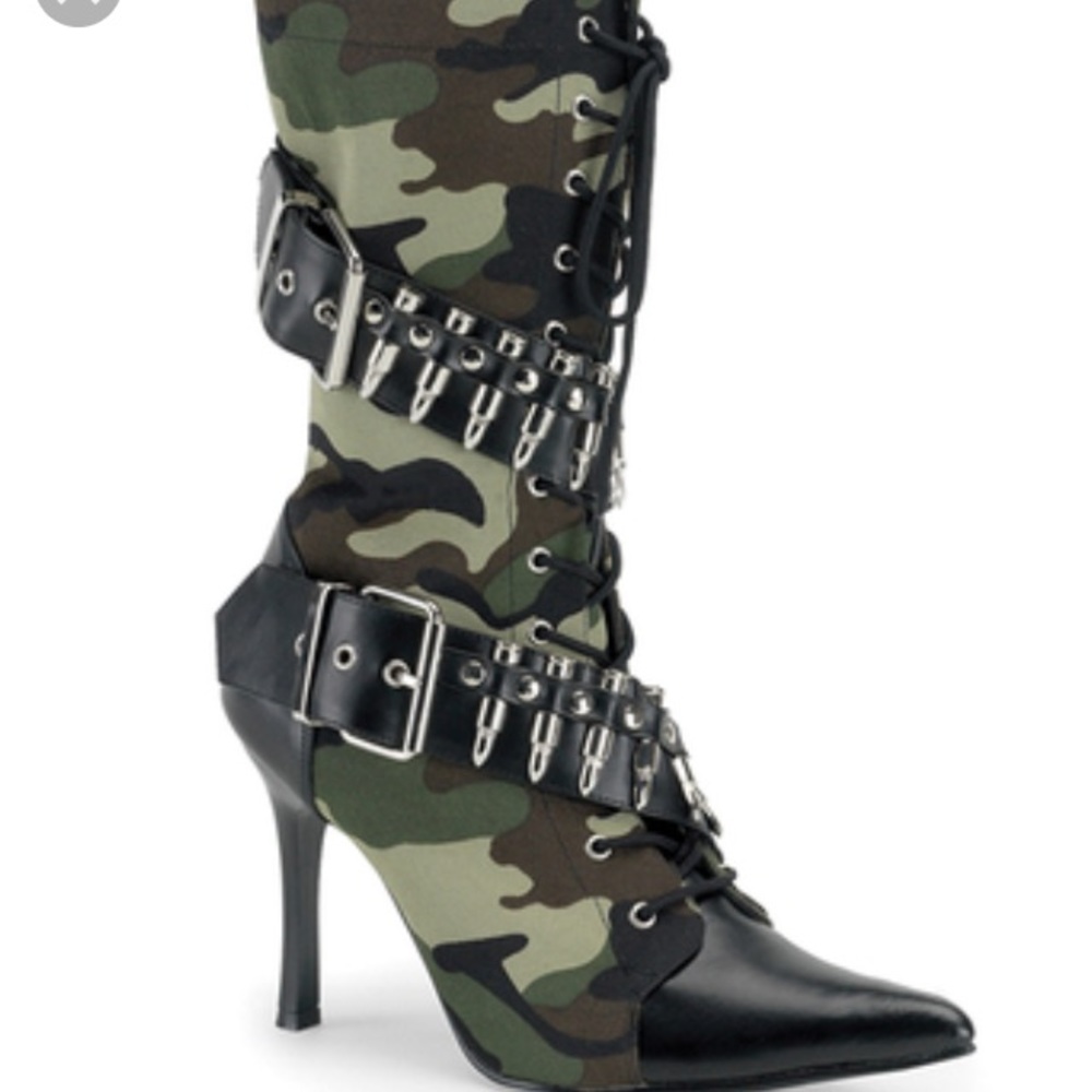 Camo Military Boot High Heel